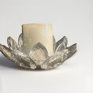Crystal Lotus Candle Holder Crystal Clear For‎ 3" X 3" Pillar Candle. IN BOX